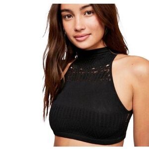 Free-people Women's Black Bra Bralette Lace Crotchet Size XS Small Lined NWT